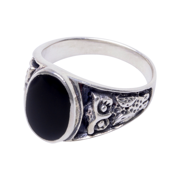 CHAOS OWL RING WITH BLACK ONYX